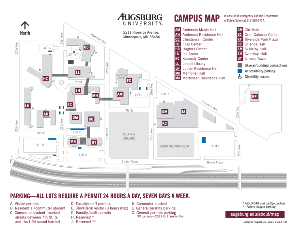 A map of Augsburg's Campus